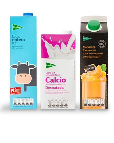 100% de botellas de PET en zumos, gazpachos y aceites de marca propia con material reciclado entre un 25 y un 30%