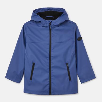 Parka engomada de niño lisa azul.