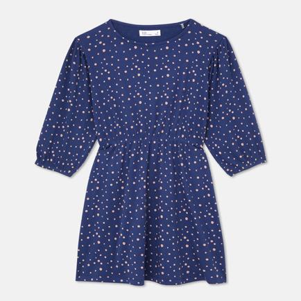 Vestido de niña manga larga azul.